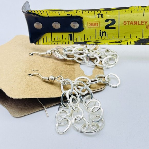 Multichain Necklace and Earrings Set Silver Tone New on Card Classic Career LARP - Picture 7 of 7